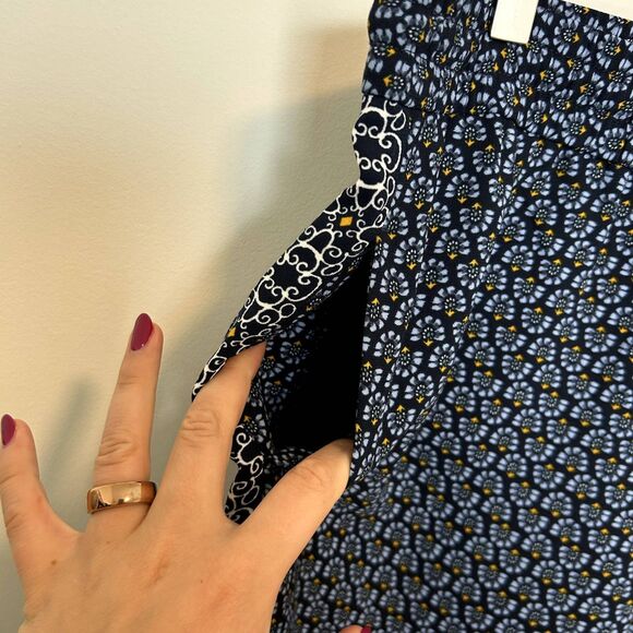 Ann Taylor LOFT Womens Pants Size Medium Elastic-waist Blue Yellow Casual Spring - Picture 4 of 13